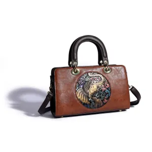 Women's Retro Leather Crossbody Bag - Carved and Embossed Hand Bag