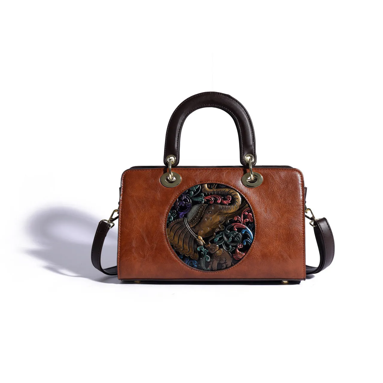 Women's Retro Leather Crossbody Bag - Carved and Embossed Hand Bag