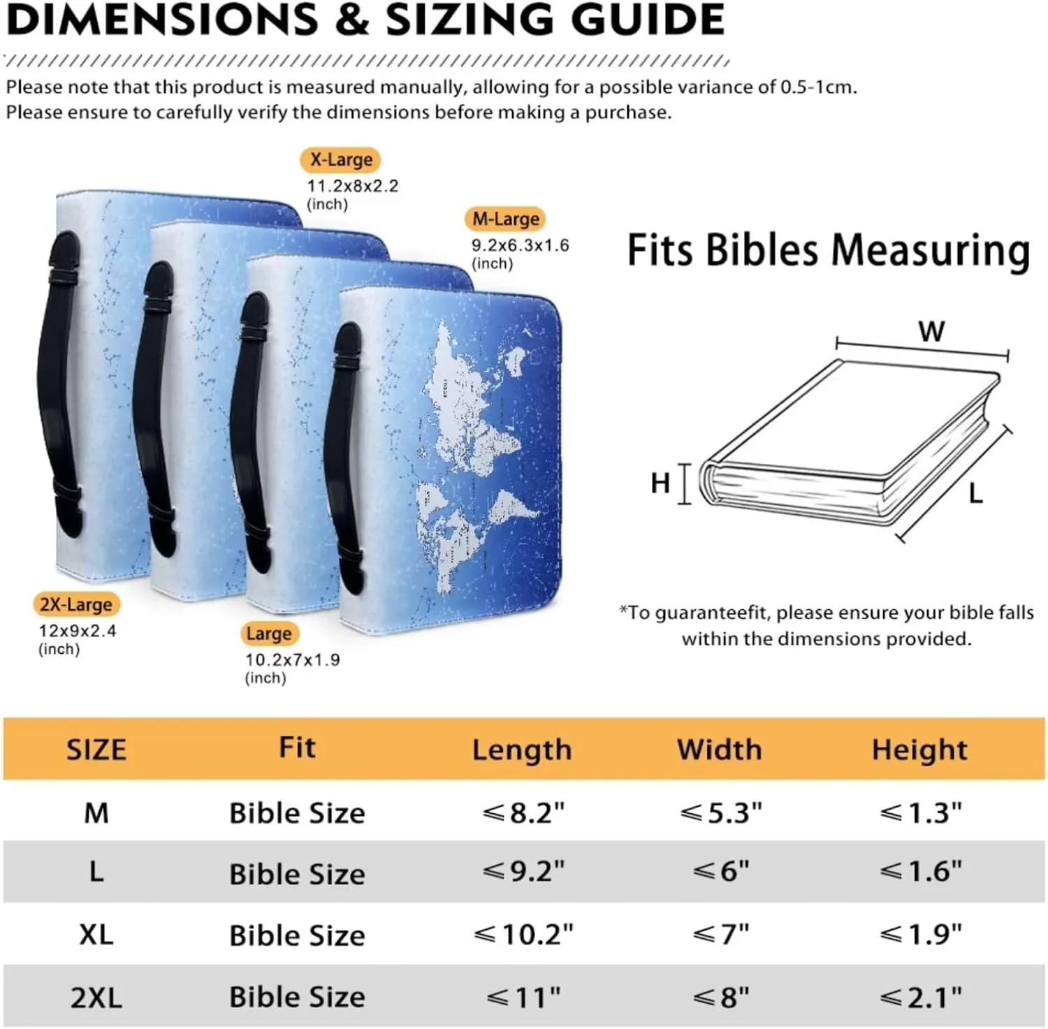 World Map Design Bible Cover Bible Case for Women PU Bible Bag with Bookmark Carrying Handle Bible Bag Set Book Cover