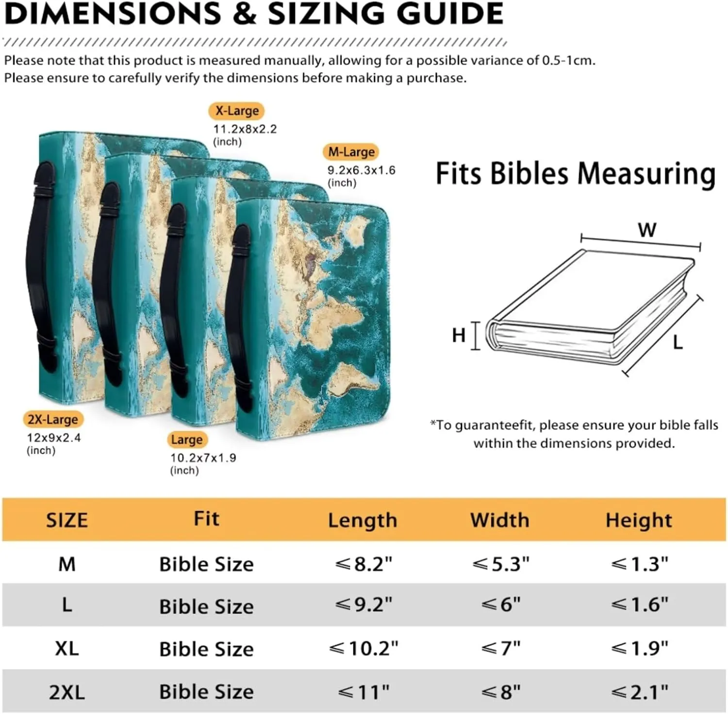 World Map Design Bible Cover Bible Case for Women PU Bible Bag with Bookmark Carrying Handle Bible Bag Set Book Cover