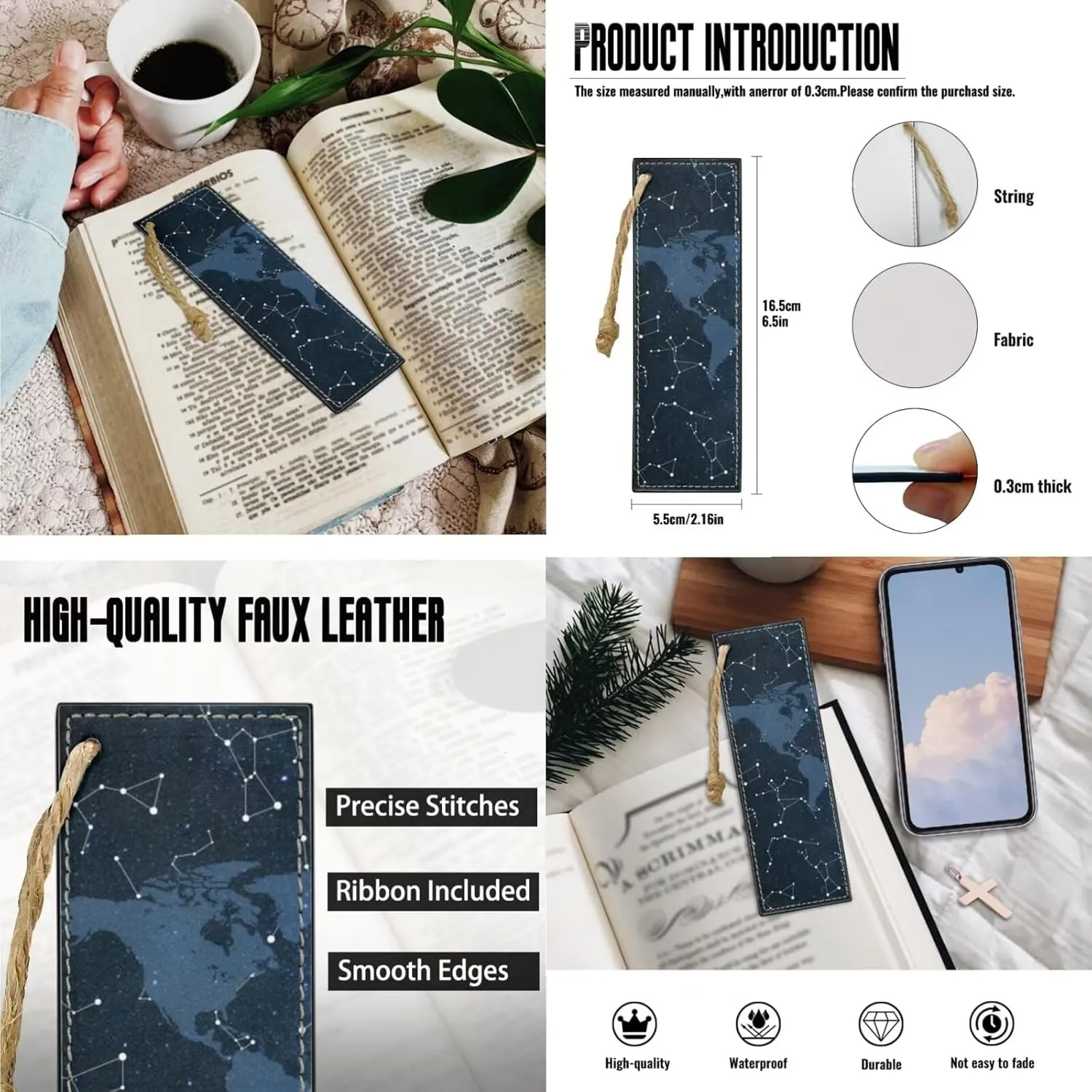 World Map Design Bible Cover Bible Case for Women PU Bible Bag with Bookmark Carrying Handle Bible Bag Set Book Cover