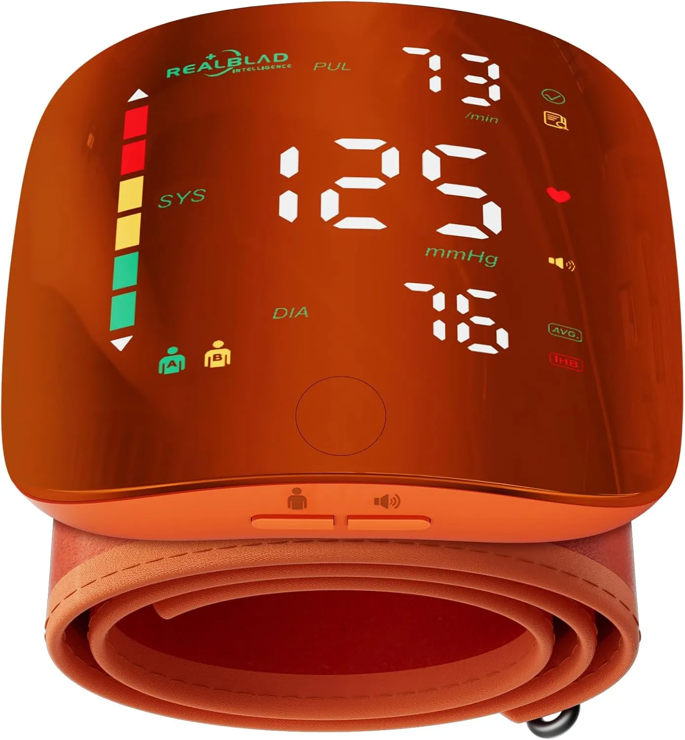Wrist Blood Pressure Monitor with Led Touch Screen -Adjustable Wrist Blood Pressure Cuff from 5.1 inches to 9.3 inches,Rechargeable Wrist bp Monitor with 99x2 Reading Memory and Carrying Case(Orange)