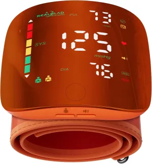 Wrist Blood Pressure Monitor with Led Touch Screen -Adjustable Wrist Blood Pressure Cuff from 5.1 inches to 9.3 inches,Rechargeable Wrist bp Monitor with 99x2 Reading Memory and Carrying Case(Orange)