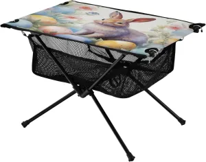 xigua Easter Eggs and Rabbits Folding Camping Table,Portable Camp Table with Carry Bag Beach Table Folding Table for Picnic, Camp,Party,Travel219