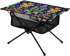 xigua Happy Mardi Gras Folding Camping Table,Portable Camp Table with Carry Bag Beach Table Folding Table for Picnic, Camp,Party,Travel266