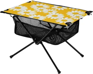 xigua Yellow Flowers Folding Camping Table,Portable Camp Table with Carry Bag Beach Table Folding Table for Picnic, Camp,Party,Travel316