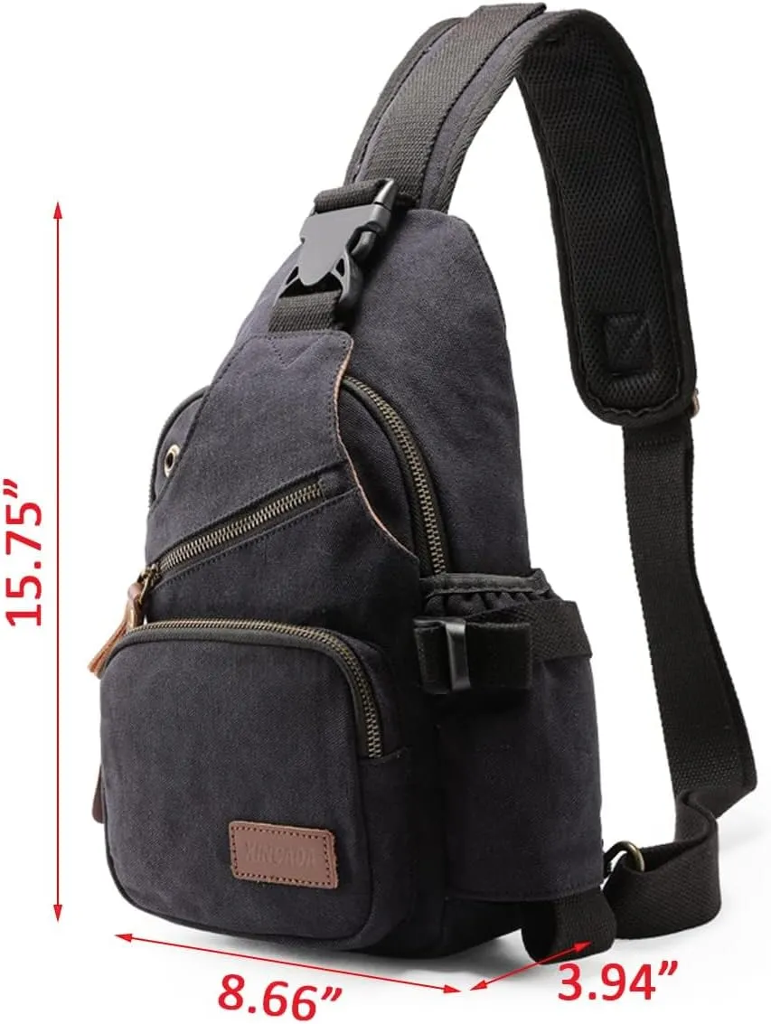 XINCADA Sling Bag for Men Canvas Man Purse Crossbody Small Messenger Bag Sling Backpack Shoulder Bags Travel Chest Pack Bags