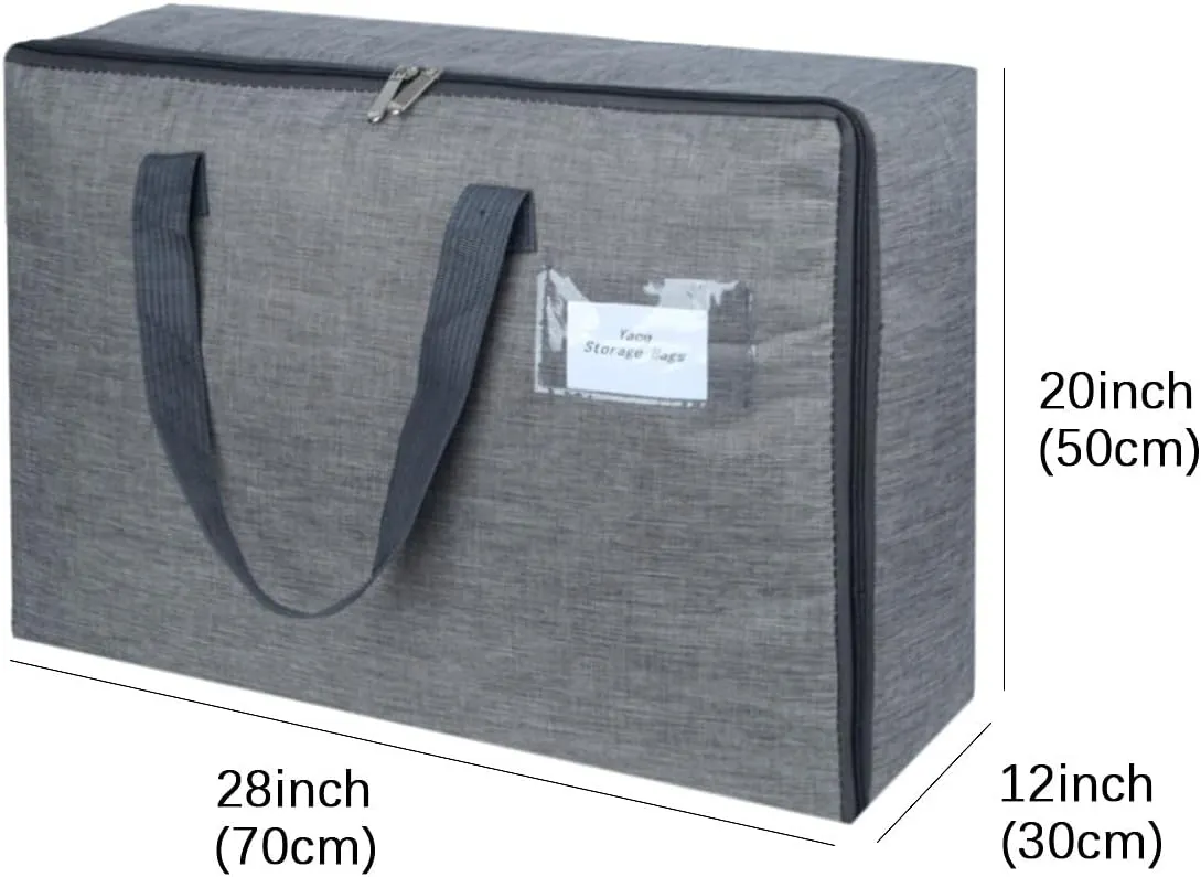 YACQ 2 Pack Large Moisture-Proof Storage Moving Travel Bag for Comforter Pillow Blanket Quilt Bedding Clothes/Water-Resistant Linen Fabric/Storage Container for Closet Under-Bed