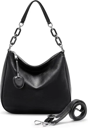YALUXE Real Leather Hobo Bags for Women Designer Handbags Shoulder Bags Cross-body Purses