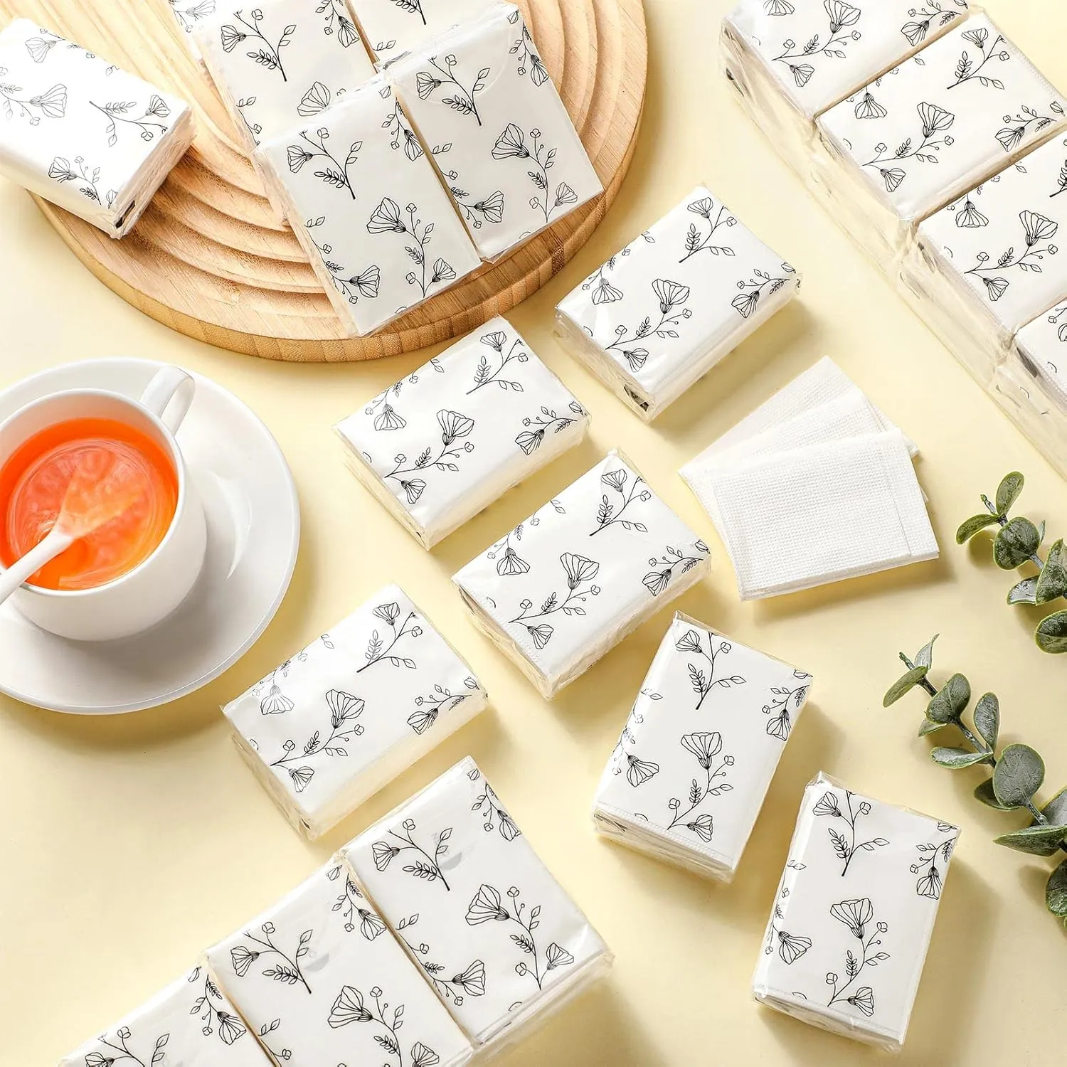 Yinder 100 Pcs Pocket Tissues Bulk Wedding Mini Tissues Travel Size Facial Napkin Bulk for Guests 3 Ply Facial Napkins for Wedding Bride Shower Bachelorette Celebration Party Favors