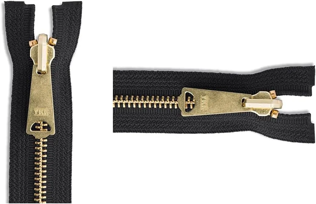 YKK #5 Medium Weight Brass Black Closed Bottom Sleeping Bag & Tent Zipper - Choose Your Length - Color: Black - Made in The United States (1 Zipper Per Pack) (108" Inches)