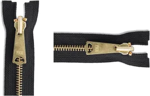 YKK #5 Medium Weight Brass Black Closed Bottom Sleeping Bag & Tent Zipper - Choose Your Length - Color: Black - Made in The United States (1 Zipper Per Pack) (108" Inches)