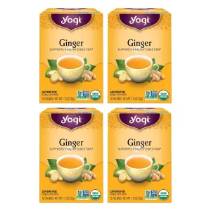 Yogi Tea Ginger - 16 Bags per Pack (4 Packs) - Organic Digestive Support Tea - Includes Ginger Root, Lemongrass, Licorice Root, Peppermint Leaf & Black Pepper