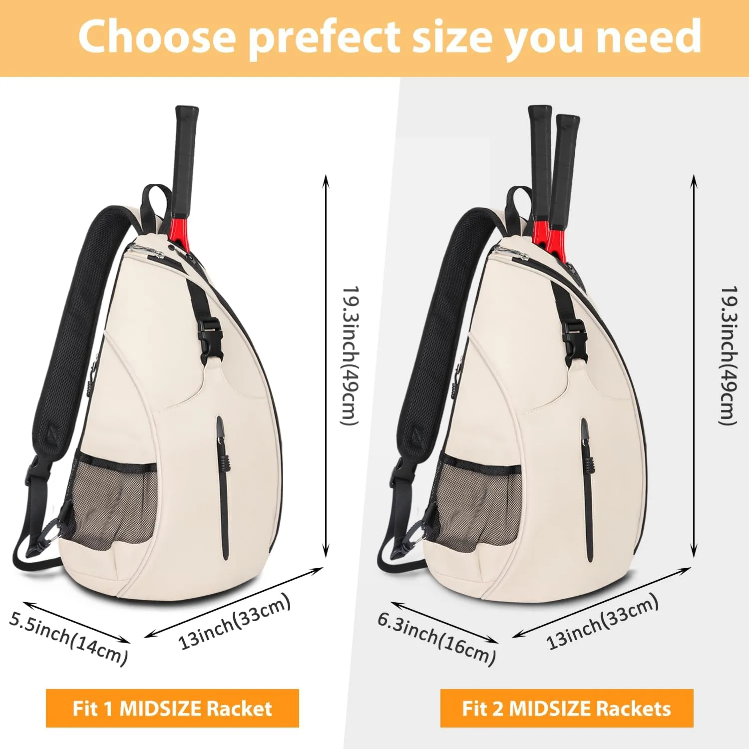 Ytonet Tennis Bag, Tennis Sling Backpack Crossbody Water Resistant for Men Women, Compatible for Pickleball Badminton Rackets