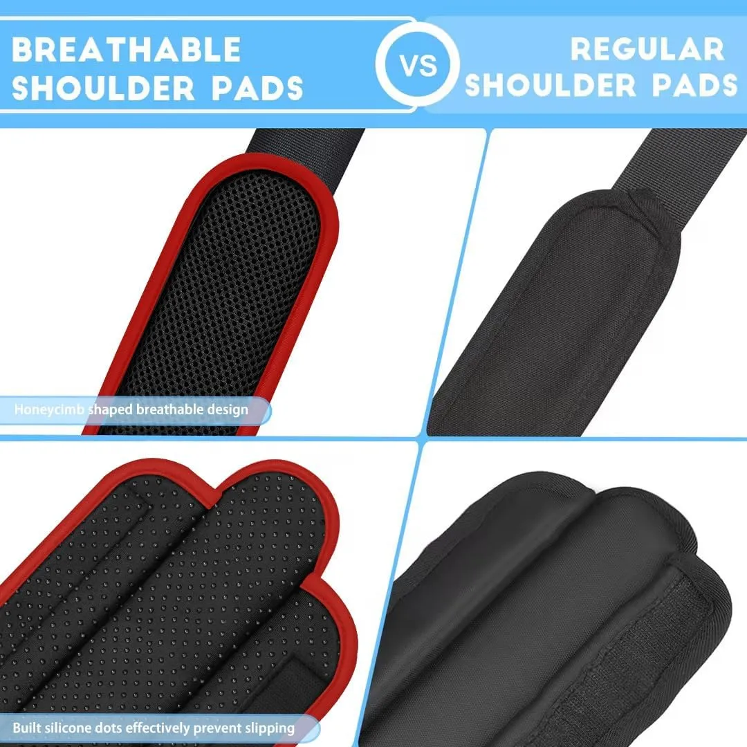 ZINZ 2-Pack Universal Shoulder Pad with Ultra thick Cushion for Bag Luggage Bag Crossbody, Plus Long & Anti-Slip & Breathable,Black-Wine edge-2Pack