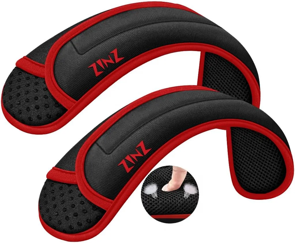 ZINZ 2-Pack Universal Shoulder Pad with Ultra thick Cushion for Bag Luggage Bag Crossbody, Plus Long & Anti-Slip & Breathable,Black-Wine edge-2Pack