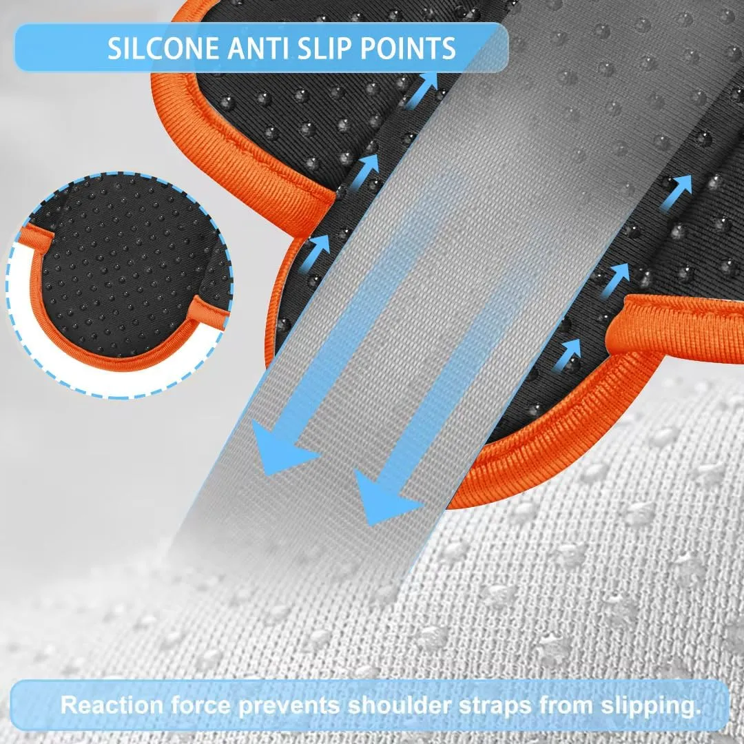 ZINZ 2-Pack Universal Shoulder Pad with Ultra thick Cushion for Bag Luggage Bag Crossbody, Plus Long & Anti-Slip & Breathable,Gray&Orange-2Pack