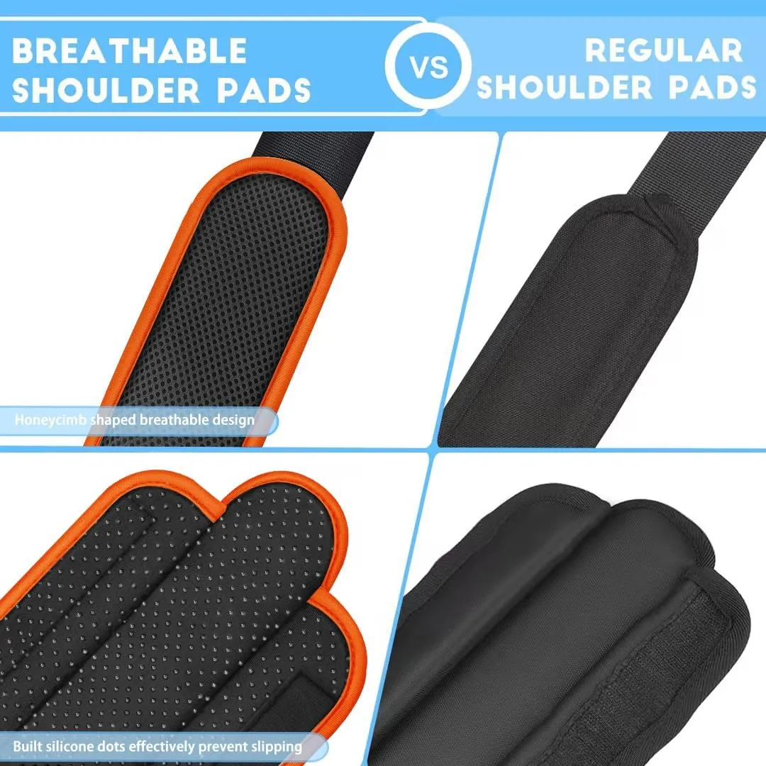 ZINZ 2-Pack Universal Shoulder Pad with Ultra thick Cushion for Bag Luggage Bag Crossbody, Plus Long & Anti-Slip & Breathable,Gray&Orange-2Pack