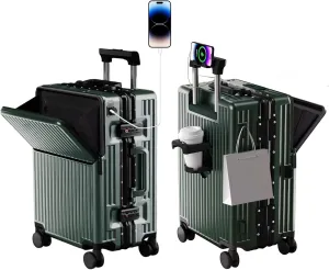 Zipperless Luggage, Polycarbonate Aluminum Hard Shell, Expandable Carry-On Suitcase with Spinner Wheels, Hard Shell Suitcase, 20 Inch Cabin