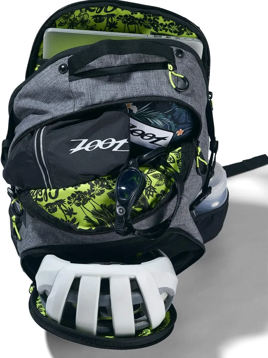 Zoot Ultra Tri Backpack - Triathlon Transition Bag, Wet Storage Compartments, Gym Travel Triathlete Bag for Men & Women, Grey